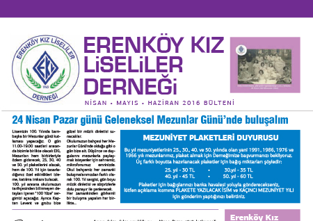 Nisan-Mayıs-Haziran 2016 Bülteni